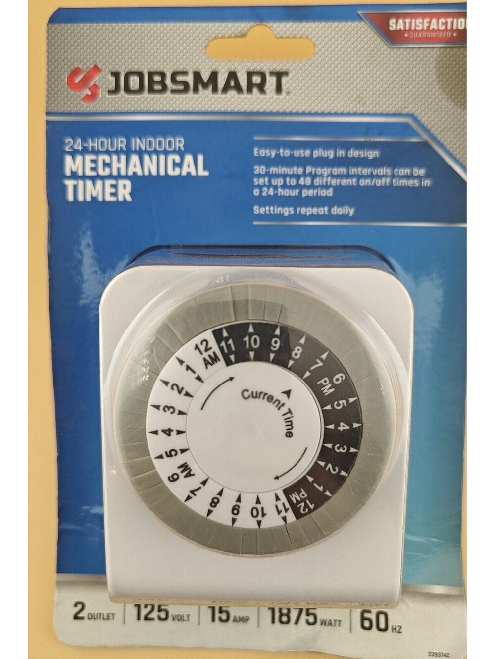 Indoor 24-Hour Mechanical Outlet Timer 3-Prong Grounded Safety Cover New